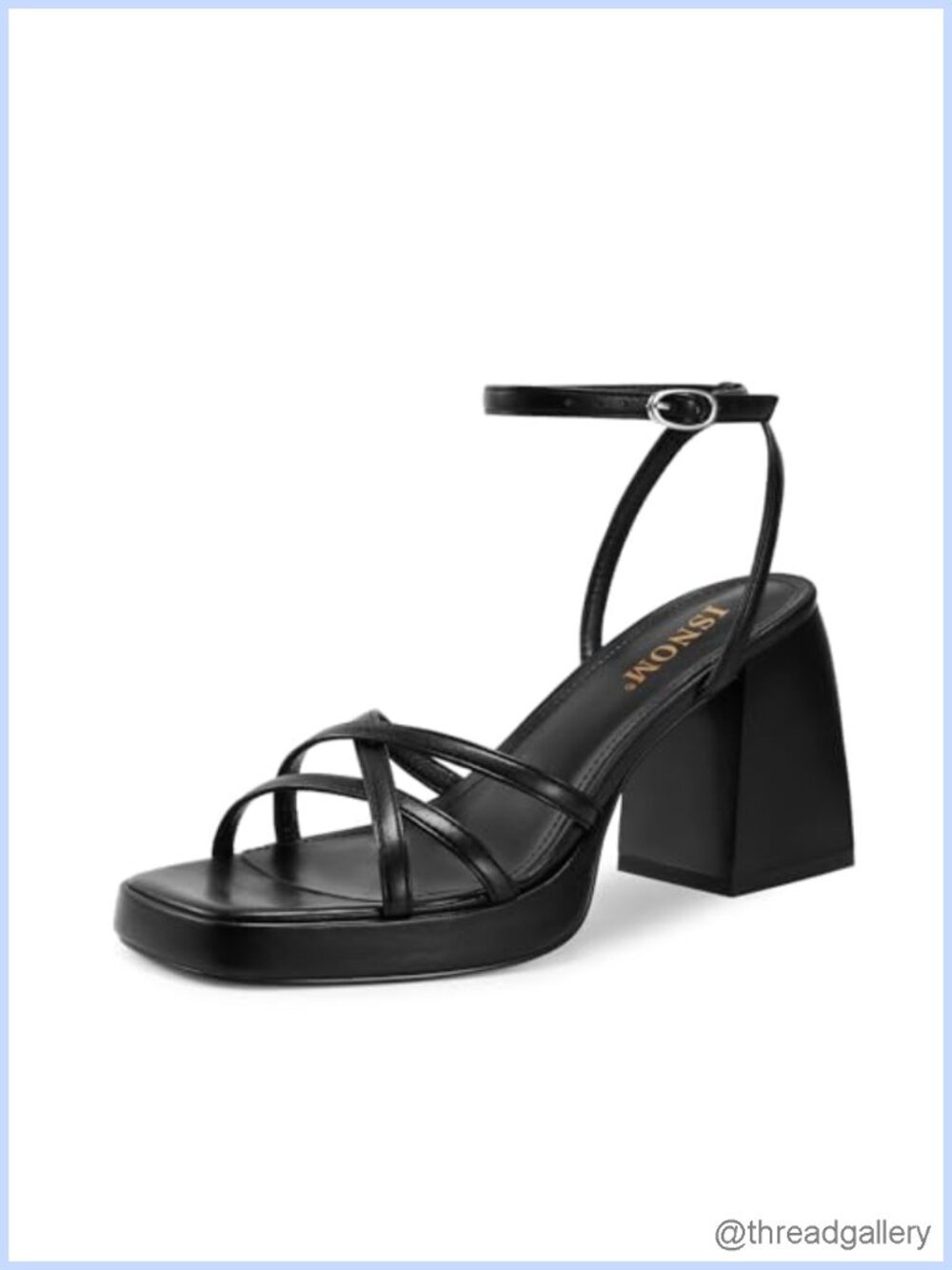 Platform Heels Women Block Chunky Sandals Strappy Ankle Strap Faux Leather